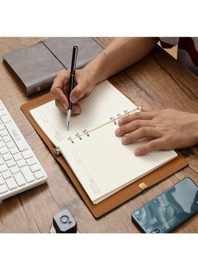 FAYET 2PCS PU Leather Lined Journal Notebook Set , Soft Cover, 192 Pages Refillable Ruled Writing Notebooks for Work, Travel and School(A5+A6) - Image 2